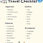 Printable Travel Checklist